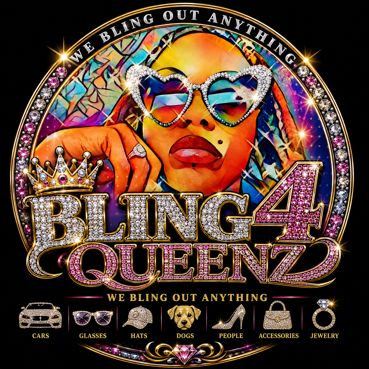 Bling 4 QUEENZ logo — We Bling Out Anything